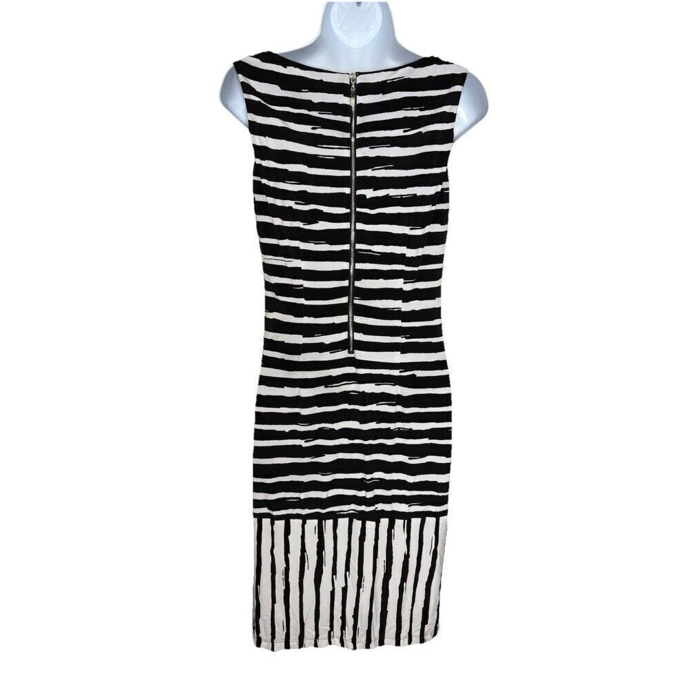Frank Lyman Sheath Dress Size 2 Black White Striped Style 191422 - Picture 2 of 5